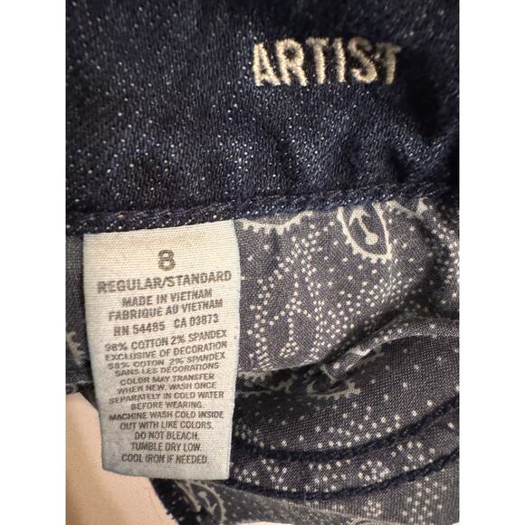 American Eagle Women's Artist Jeans Straight Crop Size 8 Dark Wash Denim 23" - Picture 3 of 3